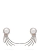 Matchesfashion.com Alessandra Rich - Faux Pearl And Strass Curved Earrings - Womens - Pearl