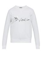 Matchesfashion.com Balmain - Logo Print Cotton Jersey Sweatshirt - Mens - White