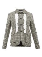 Matchesfashion.com Comme Des Garons Comme Des Garons - Ruffle Trimmed Houndstooth Tweed Jacket - Womens - Black White