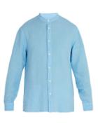 Matchesfashion.com 120% Lino - Long Sleeved Linen Shirt - Mens - Blue