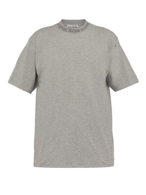 Matchesfashion.com Acne Studios - Navid Logo Ribbed Cotton T Shirt - Mens - Grey
