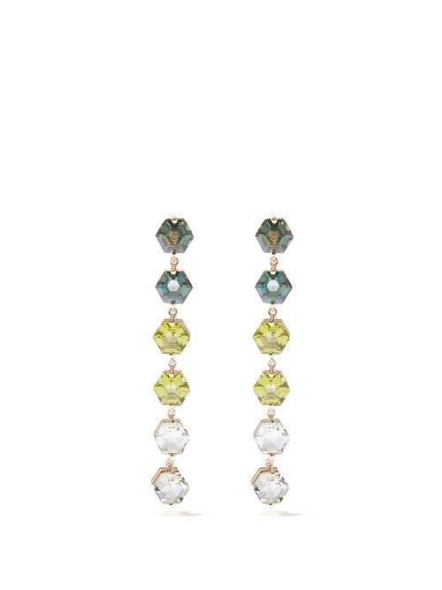 Suzanne Kalan - Portia Topaz, Amethyst & 14kt Gold Earrings - Womens - Green Gold