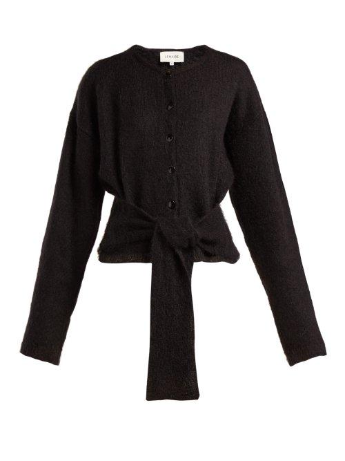 Matchesfashion.com Lemaire - Tie Front Mohair Blend Cardigan - Womens - Black