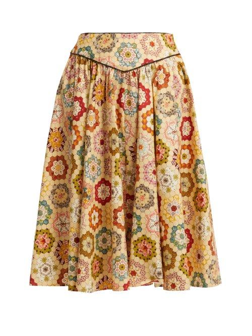 Matchesfashion.com Batsheva - Kaleidoscopic Print Cotton Skirt - Womens - Multi