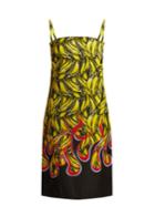 Prada Banana And Flame-print Gabardine Dress