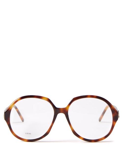 Loewe - Oversized Round Acetate Glasses - Womens - Brown Multi