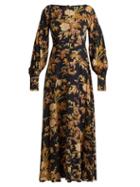 Matchesfashion.com Zimmermann - Basque Floral Print Silk Blend Dress - Womens - Brown Print