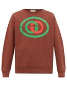 Matchesfashion.com Gucci - Gg Logo Print Cotton Jersey Sweatshirt - Mens - Brown