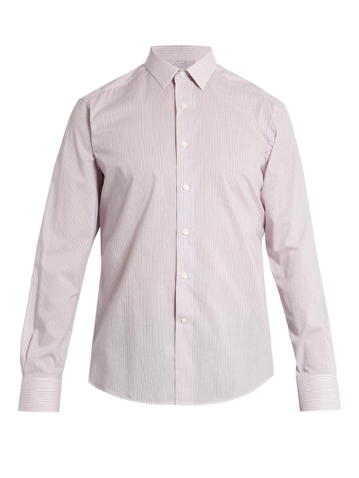 Lanvin Spread-collar Single-cuff Pinstriped Cotton Shirt