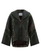 By Walid - Malika Upcycled Vintage Silk And Wool-blend Jacket - Womens - Green Multi