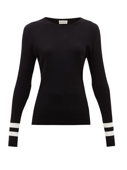 Matchesfashion.com Moncler - Ribbed Intarsia-knitted Sweater - Womens - Black White