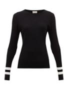 Matchesfashion.com Moncler - Ribbed Intarsia-knitted Sweater - Womens - Black White