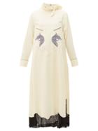Matchesfashion.com Toga - Tie Neck Embroidered Lace Trim Dress - Womens - Ivory