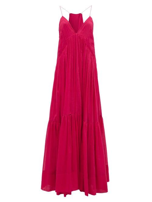 Matchesfashion.com Isabel Marant - Katniss V-neck Tiered Maxi Dress - Womens - Fuchsia