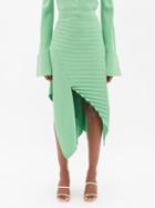 A.w.a.k.e. Mode - Asymetric Pleated-crepe Midi Skirt - Womens - Green