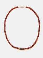 Dezso - Citrine, Coconut-shell & 14kt Rose Gold Necklace - Womens - Brown Multi