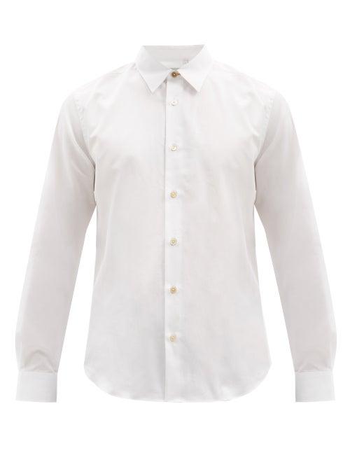 Mens Rtw Paul Smith - Artist-stripe Cotton-poplin Shirt - Mens - White