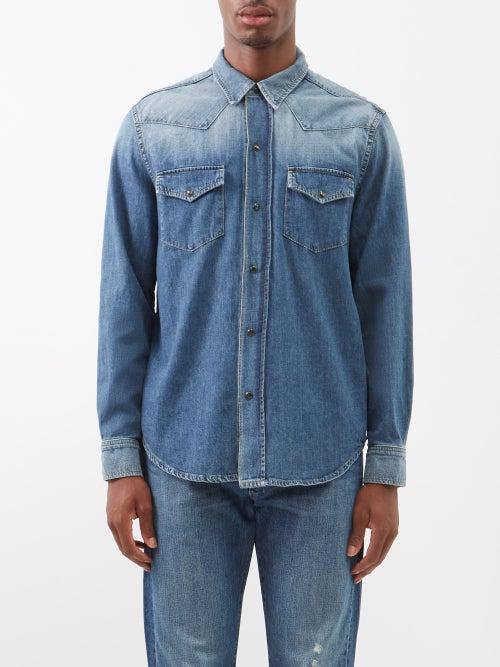 Nili Lotan - Travis Flap-pocket Denim Shirt - Mens - Blue