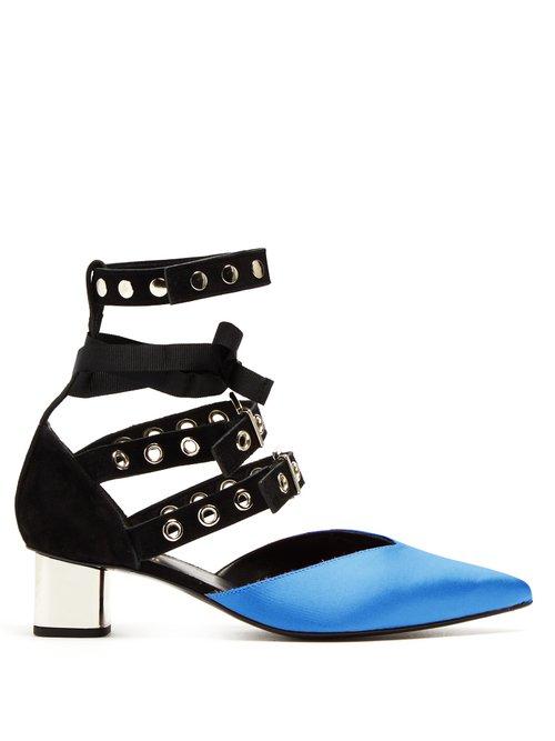 Matchesfashion.com Clergerie - X Self Portrait Susao Satin Pumps - Womens - Blue
