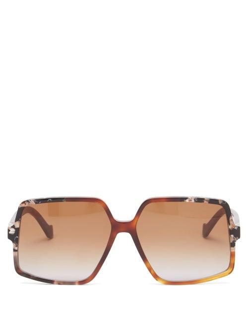 Matchesfashion.com Loewe - Pentagonal Tortoiseshell-acetate Sunglasses - Womens - Tortoiseshell
