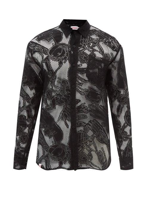 Charles Jeffrey Loverboy - Point-collar Cotton-blend Lace Shirt - Mens - Black