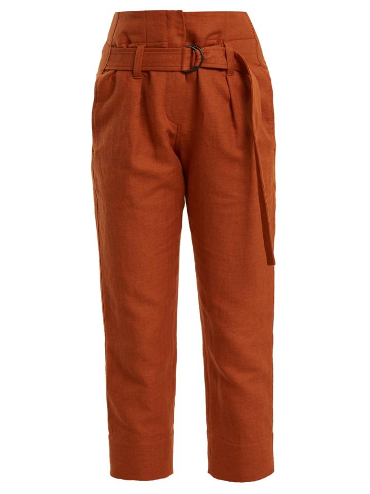 Brunello Cucinelli Paperbag-waist Straight-leg Cropped Trousers