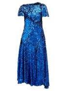 Matchesfashion.com Preen By Thornton Bregazzi - Mia Gathered Sequinned Dress - Womens - Blue