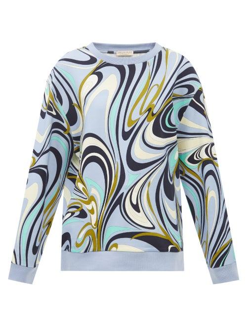 Emilio Pucci - Onde-print Sustainable-jersey Sweatshirt - Womens - Blue Multi