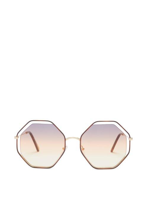 Matchesfashion.com Chlo - Poppy Octagon Frame Sunglasses - Womens - Orange Multi
