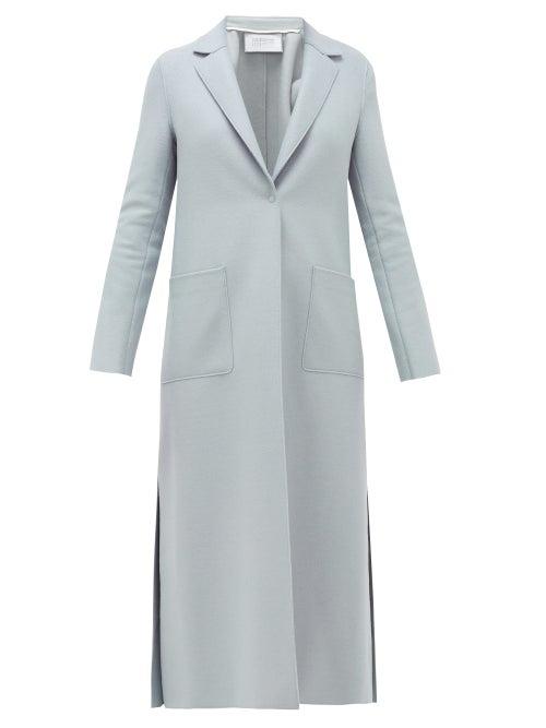 Matchesfashion.com Harris Wharf London - Side-split Single-breasted Felted-wool Coat - Womens - Light Blue