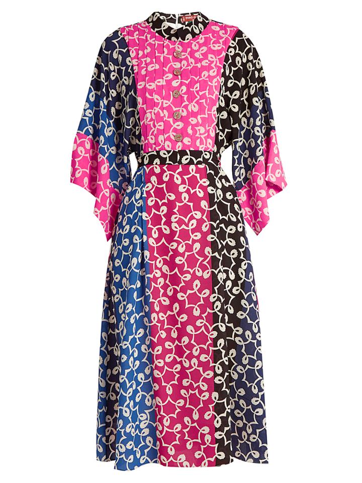 Duro Olowu Nina Contrast-panel Kimono-sleeved Crepe Dress