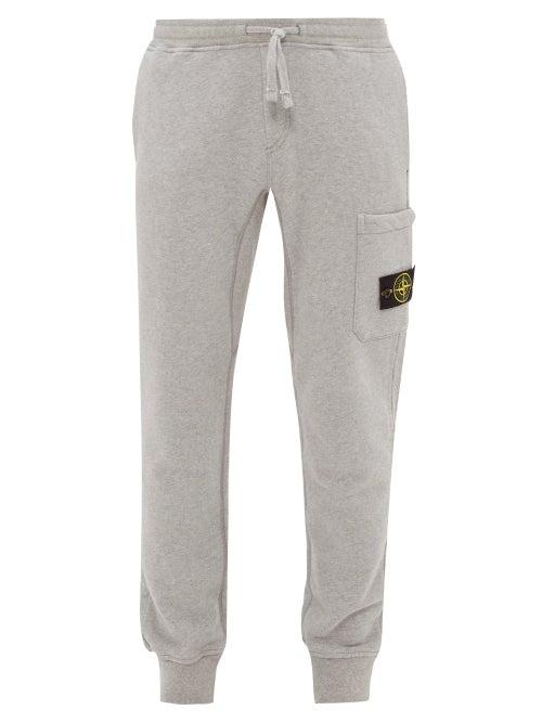 Matchesfashion.com Stone Island - Logo Patch Cotton Track Pants - Mens - Light Grey