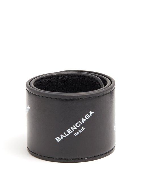 Matchesfashion.com Balenciaga - Cycle Logo Print Snap Bracelet - Mens - Black