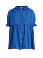 M.i.h Jeans Ola Puff-sleeved Smocked Cotton Top