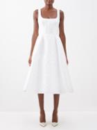 Carolina Herrera - Square-neck Floral-jacquard Dress - Womens - White