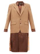Matchesfashion.com Junya Watanabe - Embroidered Satin Panel Wool Blend Blazer Coat - Womens - Brown Multi