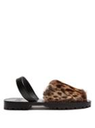 Matchesfashion.com Goya - Leopard Print Rabbit Fur Slingback Sandals - Womens - Leopard