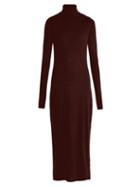 Matchesfashion.com Raey - Roll Neck Ribbed Fine Knit Cashmere Dress - Womens - Burgundy