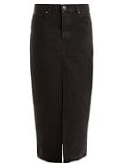 Matchesfashion.com Raey - Slit Front Denim Maxi Pencil Skirt - Womens - Black
