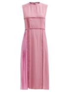 Matchesfashion.com Chlo - Patchworked Georgette And Lace Midi Dress - Womens - Pink