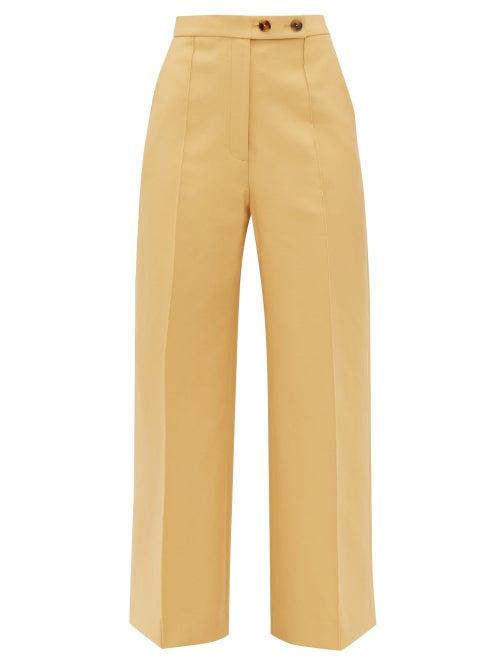 Matchesfashion.com Khaite - Yasmin Wide Leg Cotton Trousers - Womens - Beige