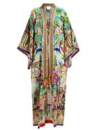 Matchesfashion.com Camilla - Champagne Coast Silk Printed Kimono Robe - Womens - Multi