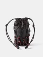 Hereu - Perleta Beaded Leather Clutch Bag - Womens - Black