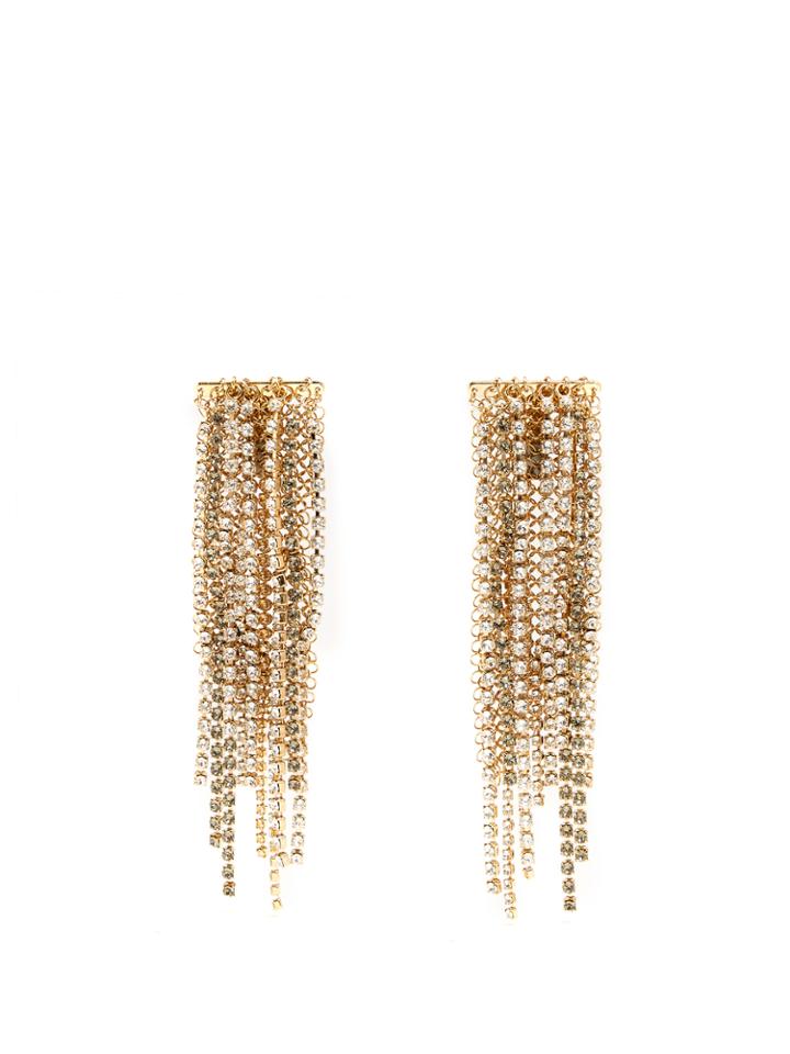 Lanvin Crystal-embellished Clip-on Fringed Earrings
