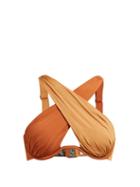 Matchesfashion.com Self-portrait - Crossed Front Underwired Bikini Top - Womens - Tan