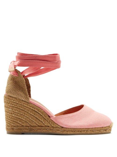 Matchesfashion.com Castaer - Carina Wrap Around Wedge Espadrilles - Womens - Pink