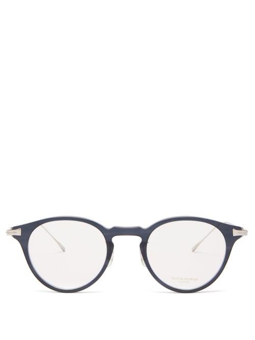 Matchesfashion.com Oliver Peoples - Eldon Round Acetate And Metal Glasses - Mens - Black Silver