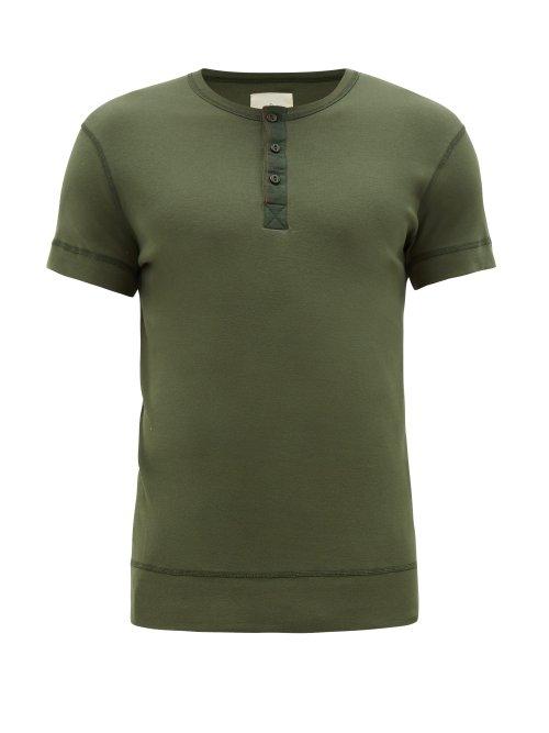 Matchesfashion.com Hemen Biarritz - Luzien Cotton Jersey Henley T Shirt - Mens - Green