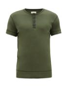 Matchesfashion.com Hemen Biarritz - Luzien Cotton Jersey Henley T Shirt - Mens - Green