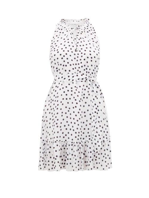Matchesfashion.com Heidi Klein - Santa Margherita Ligure Polka Dot Silk Mini Dress - Womens - White Print